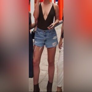 Light Blue Distressed Denim Shorts